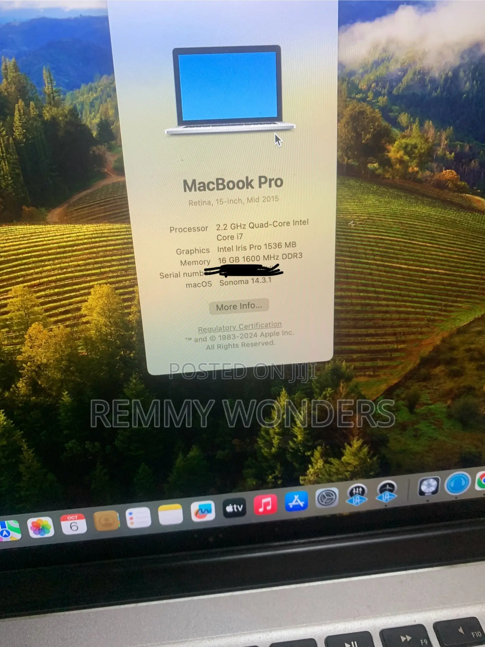 Laptop Apple MacBook Pro 2015 16GB Intel Core i7 SSD 512GB