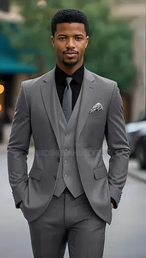 Single Breast Grey Men Suit 3 Piece