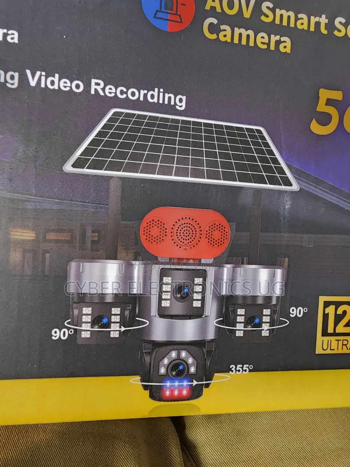 AOV 3-Lens Ai Solar Camera 24-Hour Continuous Working Video Recording