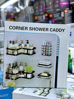 5-Piece Black Metal Corner Shower Caddy Set