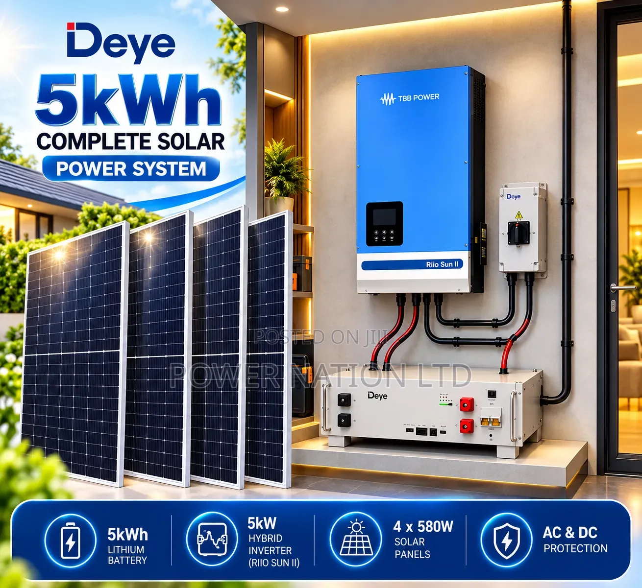 5kwh Massive Clean Energy Hybrid/Lithium Solar System