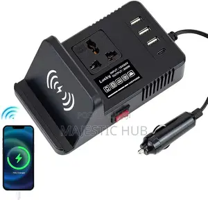 200W Car Power Inverter 12v/24v – Wireless Charging, Type C& USB