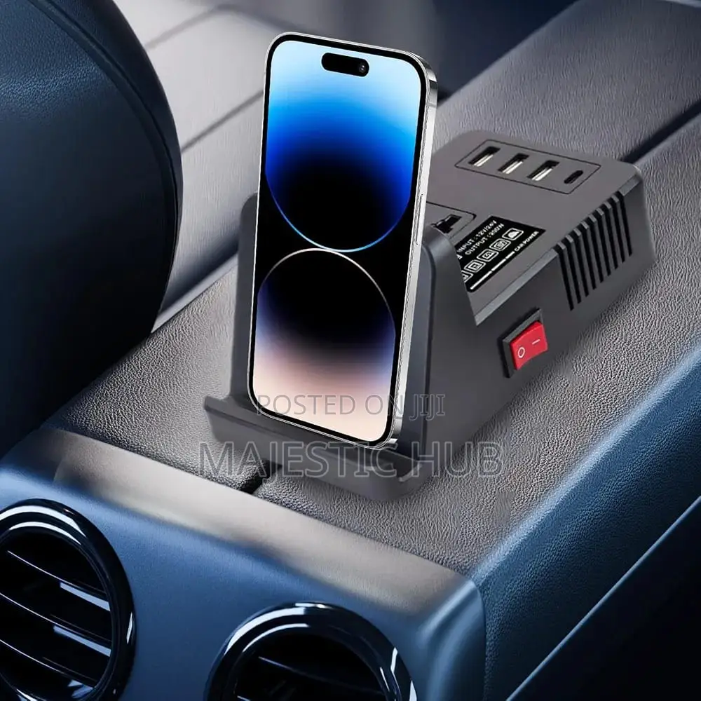 200W Car Power Inverter 12v/24v – Wireless Charging, Type C& USB