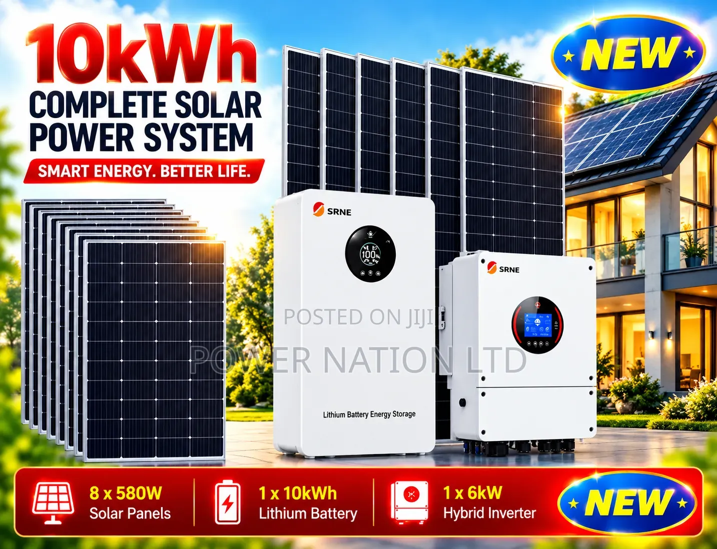 10kwh 48v Massive Clean Energy Hybrid/Lithium Solar System Full Kit