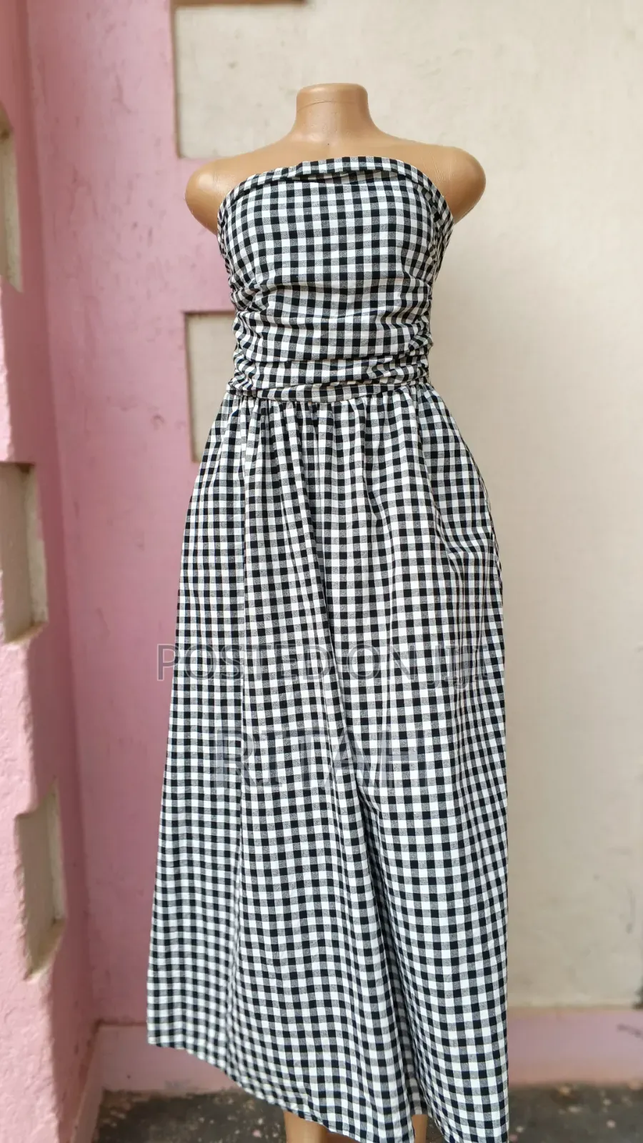 Stylish Black & White Gingham Maxi Dress