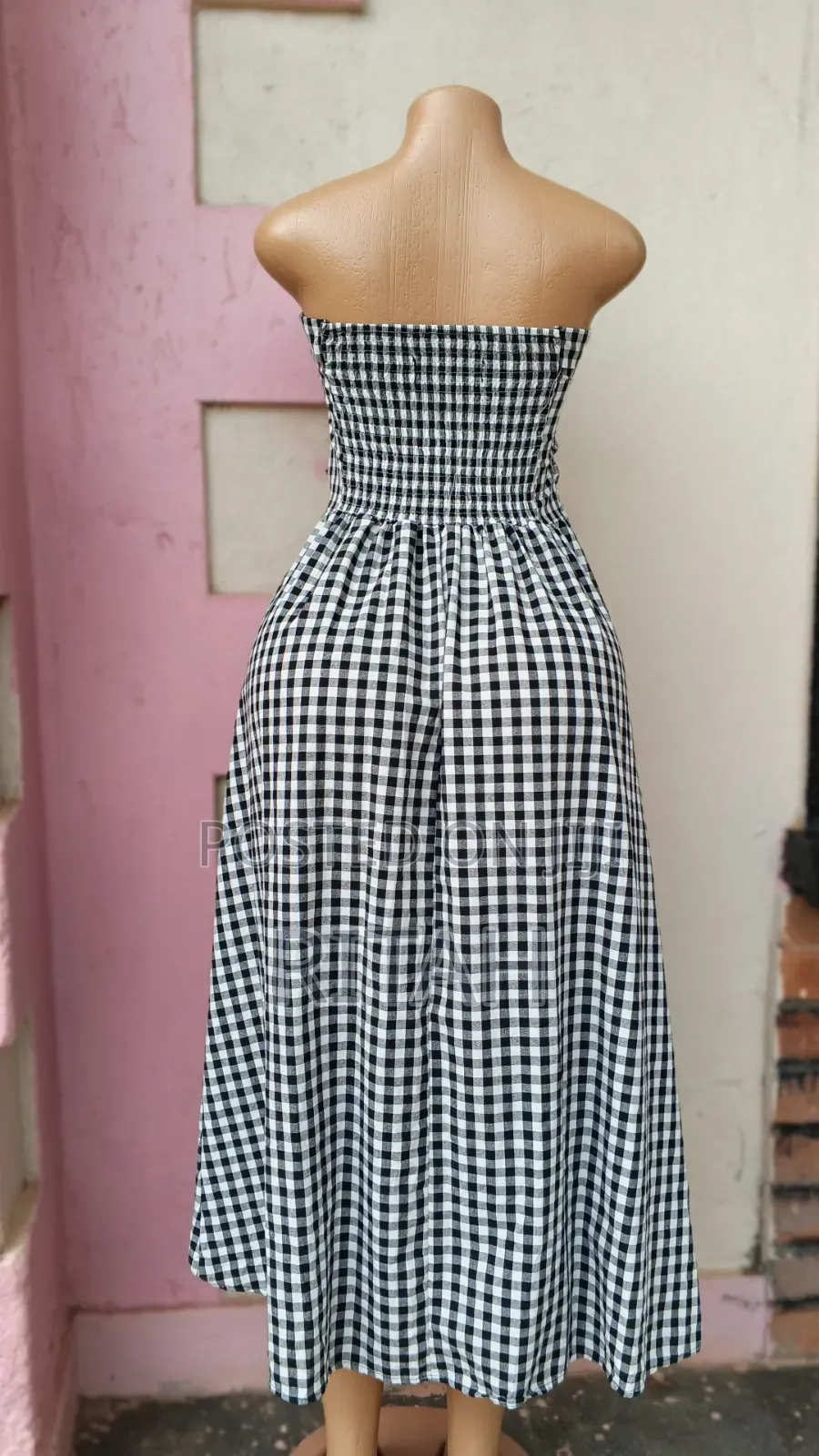Stylish Black & White Gingham Maxi Dress