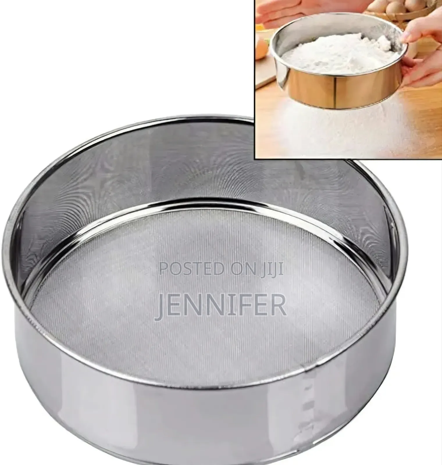 Stainless Steel Round Flour Sieve and Sifter With a Fine Mesh Screen