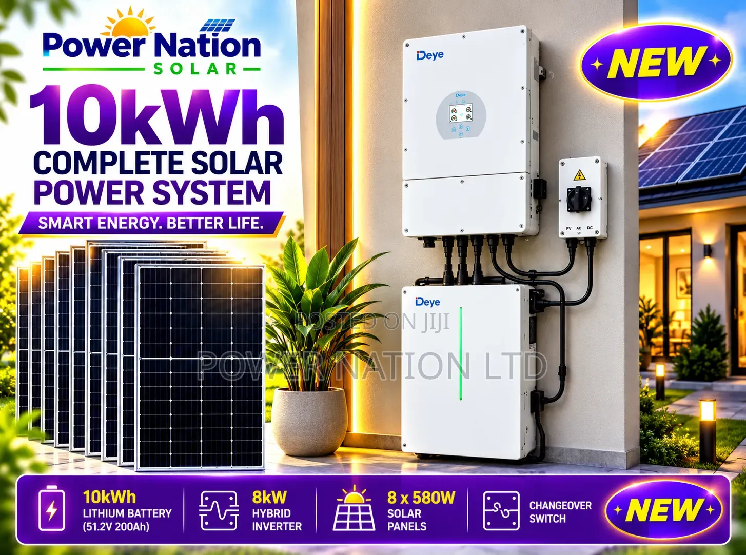 10kwh Megasun Hybrid / Lithium Solar System Full Kit