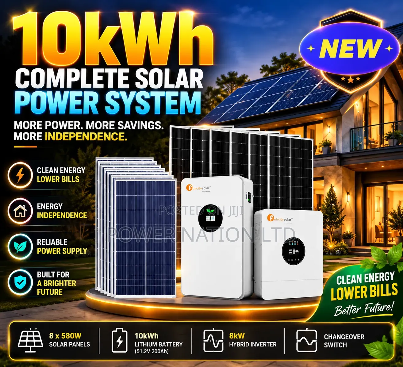 10kwh 48v Lakeside Hybrid/Lithium Solar System Full Kit