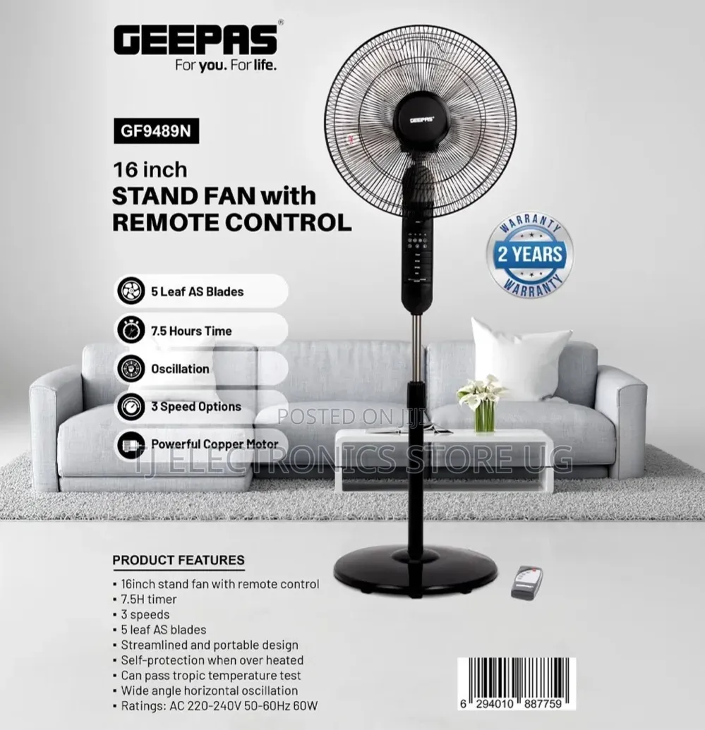 Geepas 16” Stand Fan With Remote