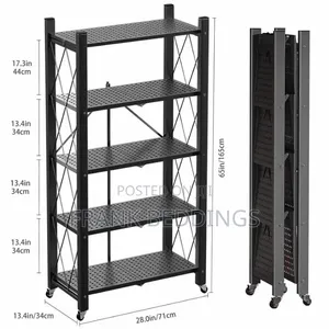 Black 5-Tier Foldable Kitchen Rack