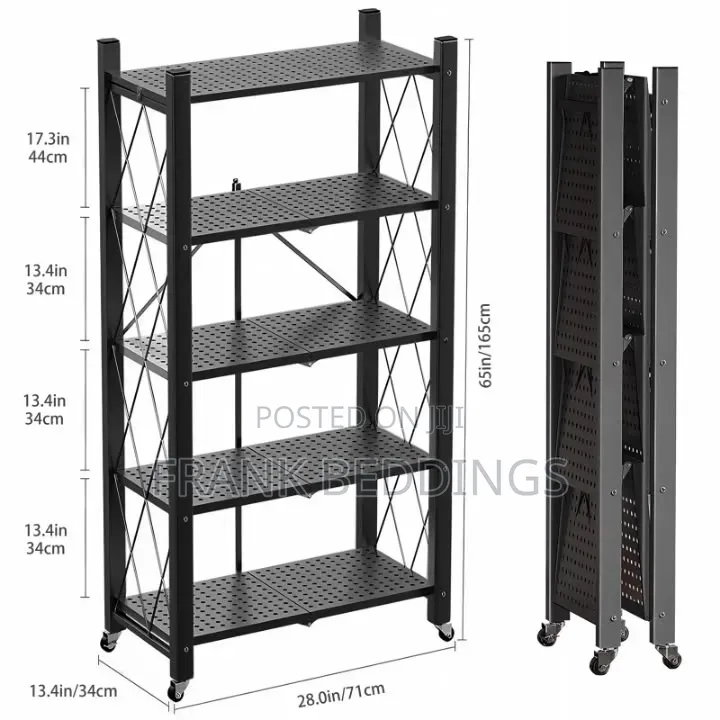 Black 5-Tier Foldable Kitchen Rack