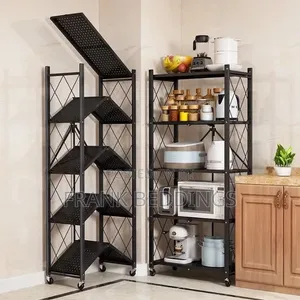Black 5-Tier Foldable Kitchen Rack
