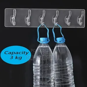Strong Self-Adhesive Transparent Wall and Door Hook Rack 6 in 1