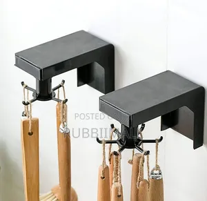 6 Hooks Rotating Self Adhesive Kitchen / Living Room Wall Hanger