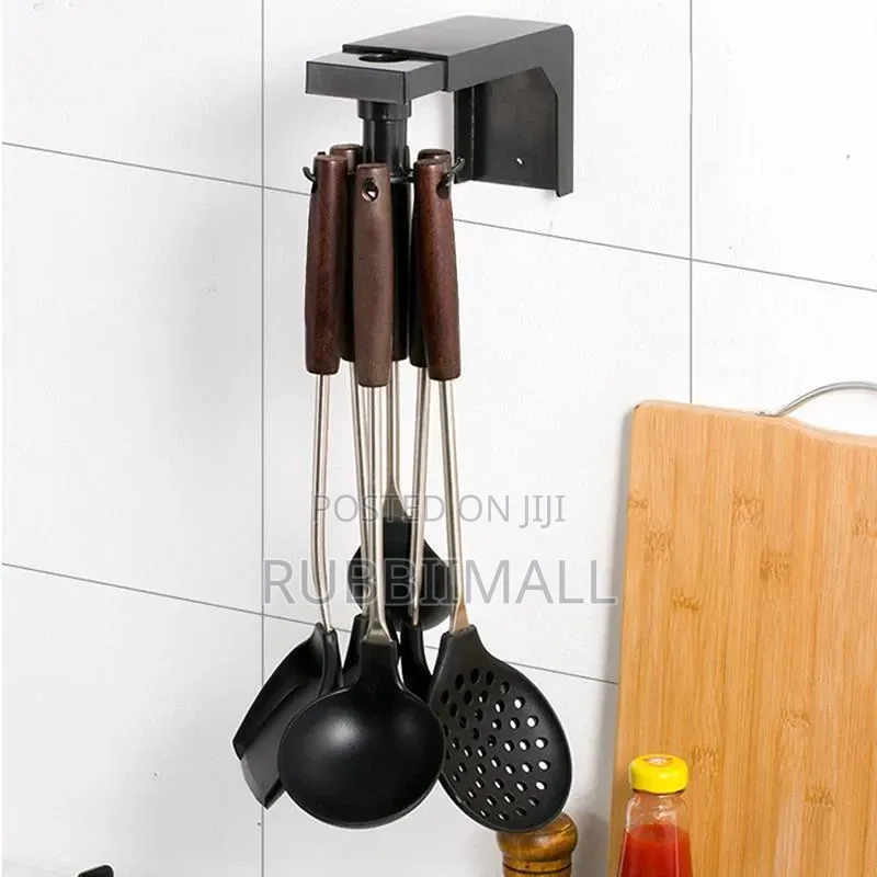 6 Hooks Rotating Self Adhesive Kitchen / Living Room Wall Hanger