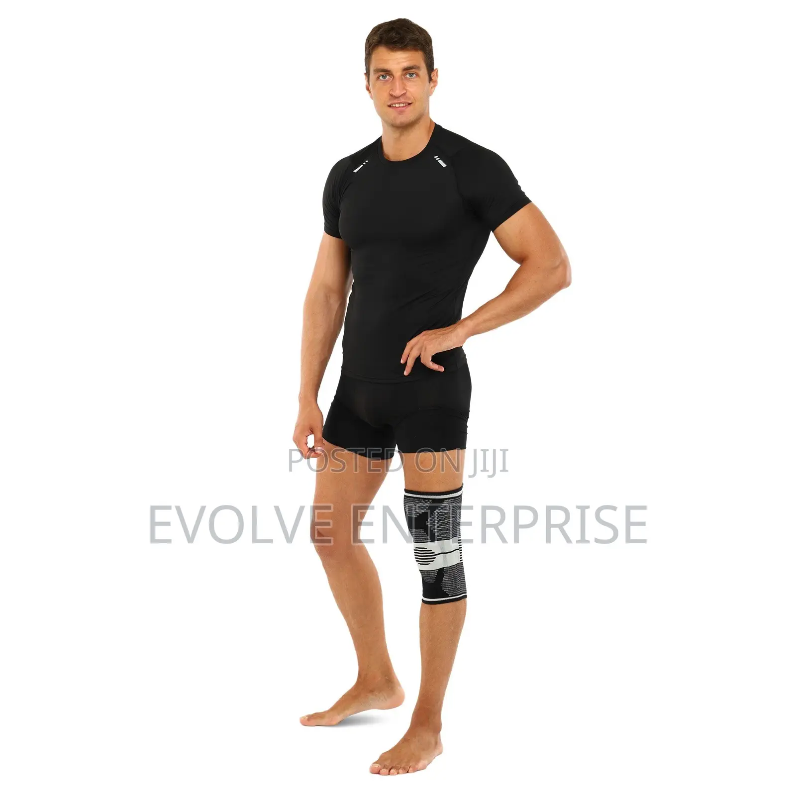 Elastic Sports Knee Brace With Side Stabilizers & Patella Ring