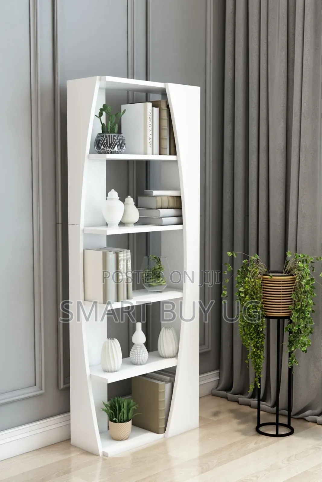 White Wooden Book Shelf 5 Tier Office Library Rack Bk731