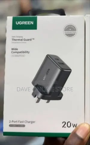 UGREEN 20W 2-Port Fast Charger Featuring One USB-C Port and One USB-A