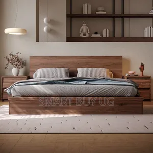 5x6 Wooden Double Bed Frame Walnut Finish Bd730