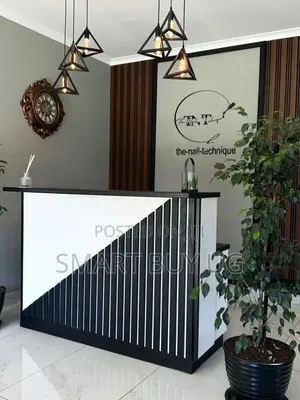 White Receptiondesk 140cm L Shape Reception Counter Executive Black