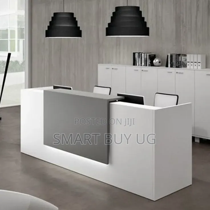White Receptiondesk 1.8m Modern Reception Counter Small Gray White