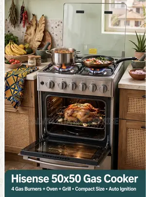 Hisense Cooker 4 Gas Burners + Oven + Grill 50x50