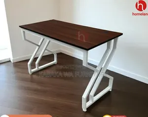 Furniture/Office-Desk-120cm-Gray-Top-X-White-Legs-Sturdy-Modern-