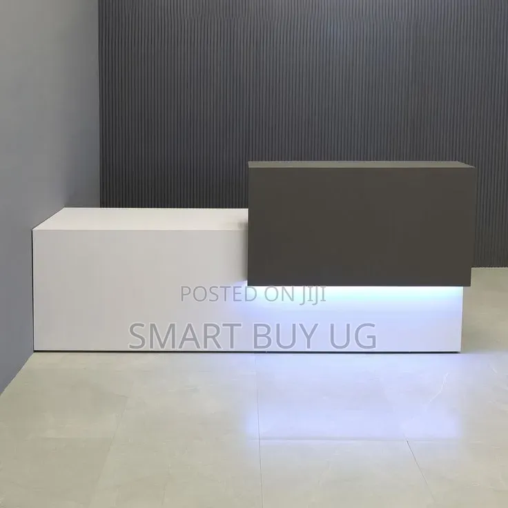 White Receptiondesk 1.6m Executive Reception Counter Gray