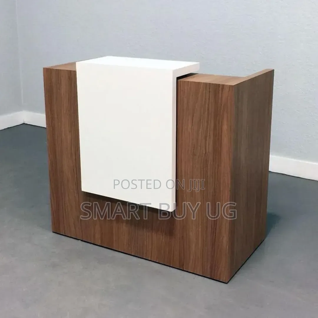 White Receptiondesk 1.2m With Drawers Reception Counter L Shape Brown