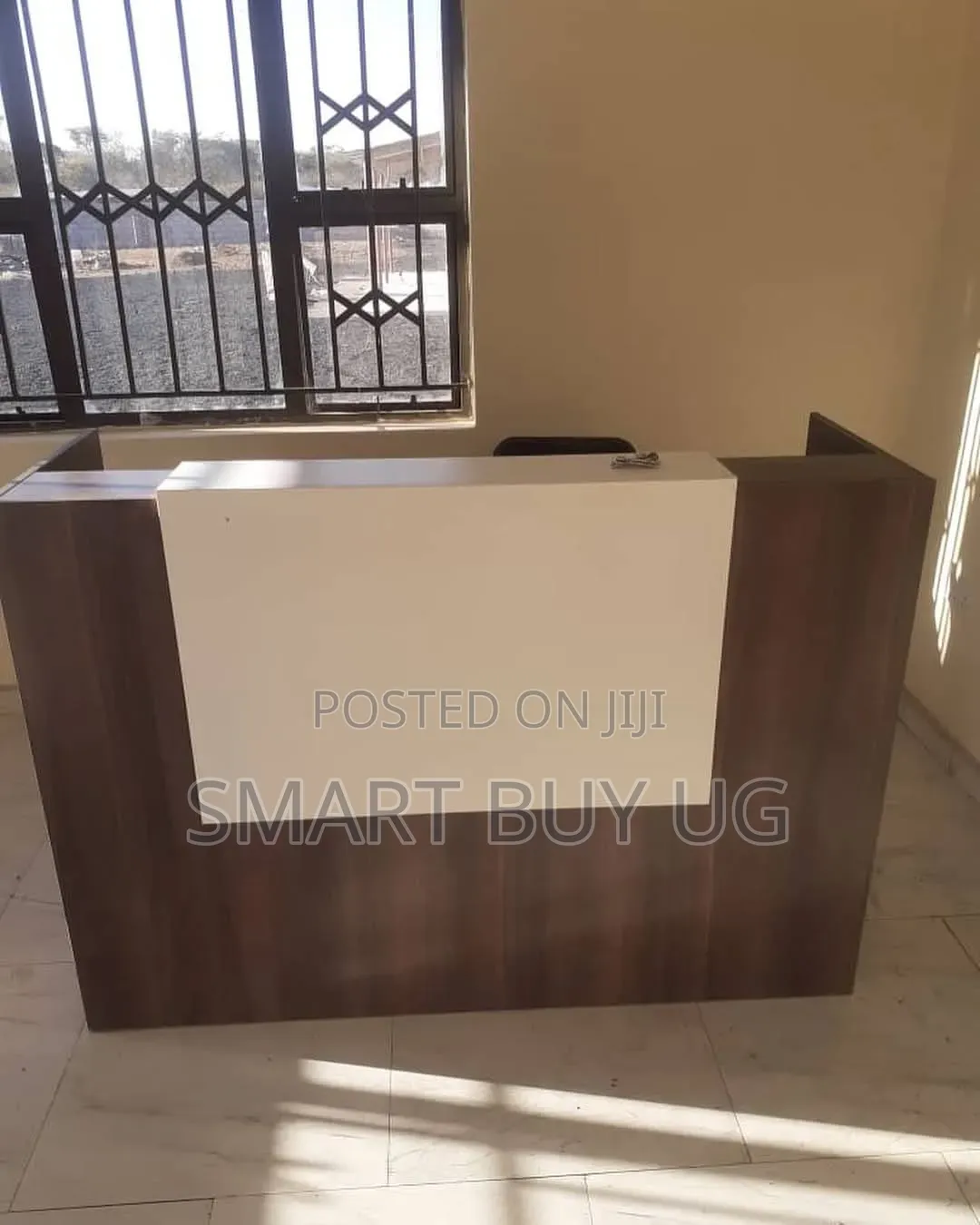 White Receptiondesk 1.4m Executive Reception Counter With Drawers Gray