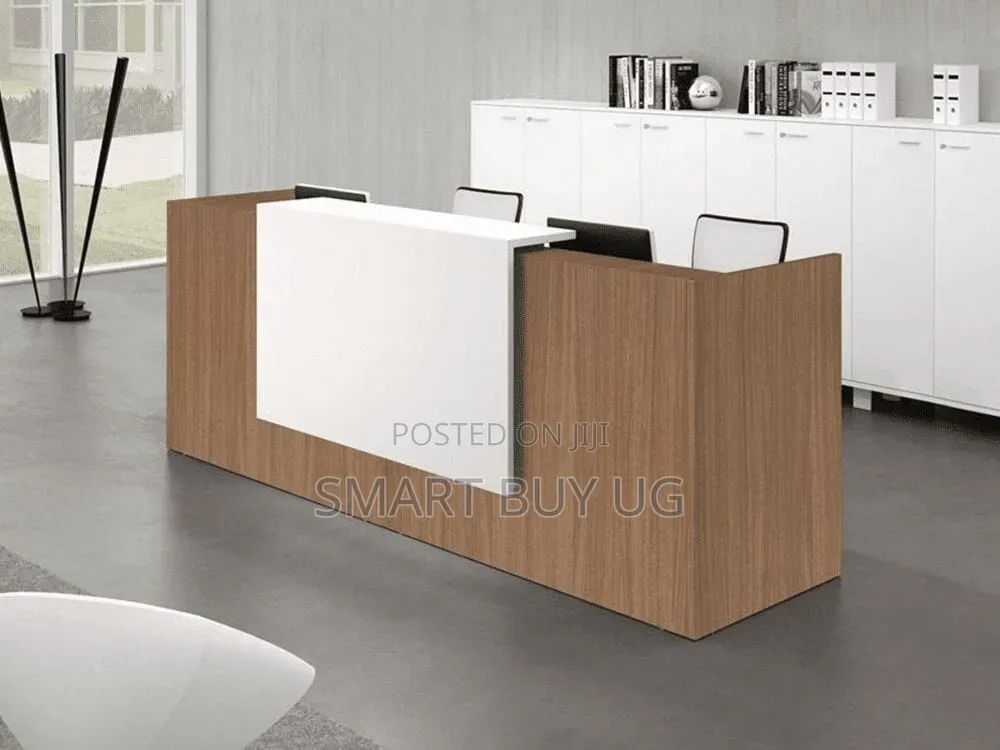 White Receptiondesk 1.6m With Drawers Reception Counter Brown