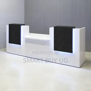 White Receptiondesk 1.6m With Drawers Reception Counter L Shape Black