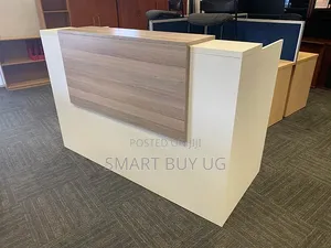 White Receptiondesk 140cm With Drawers Reception Counter White Brown