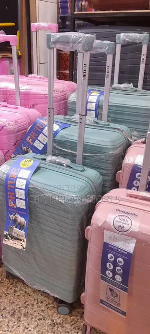 Light Blue Full Set Rubber Suitcase