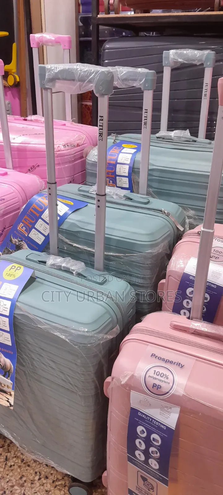 Light Blue Full Set Rubber Suitcase