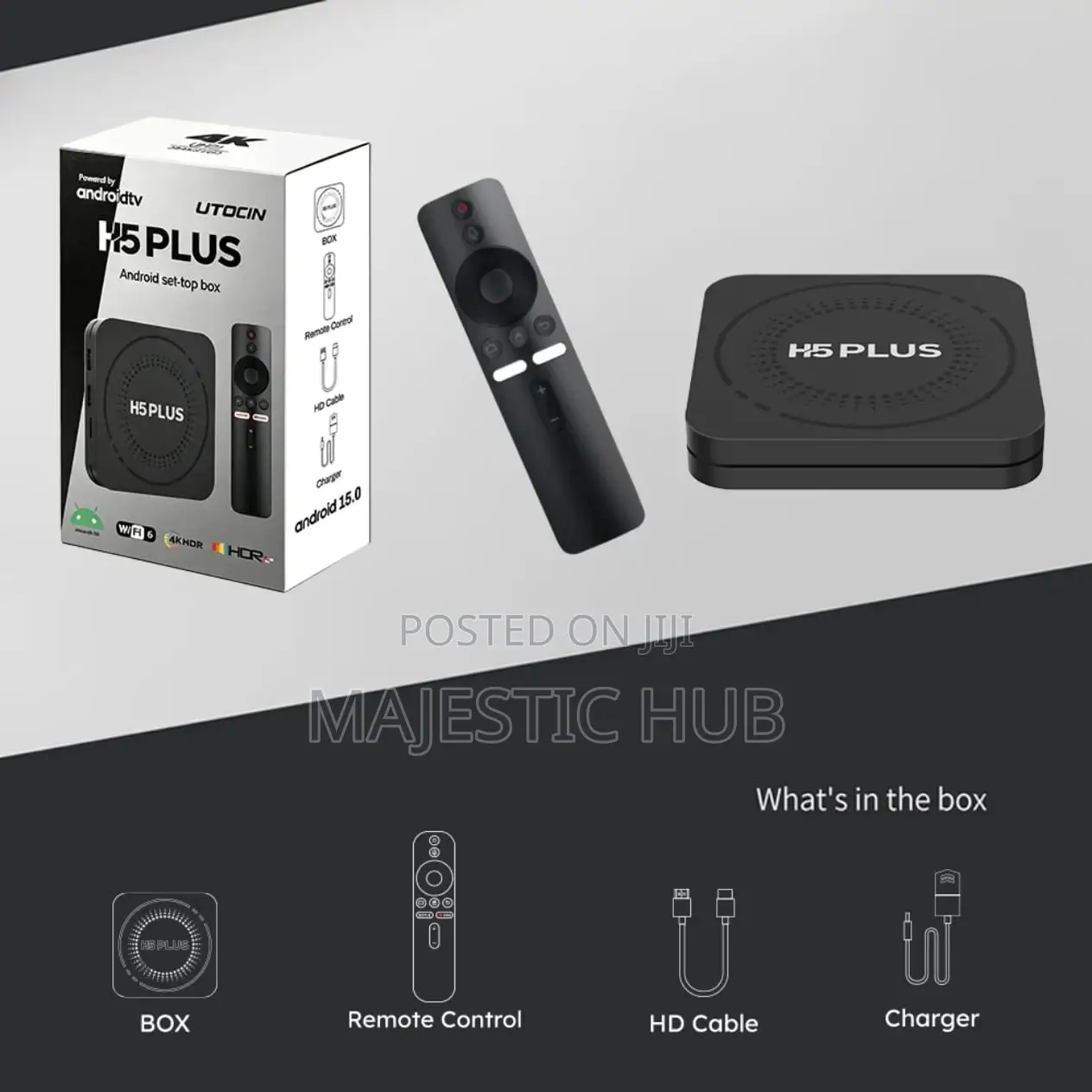 UTOCIN H5 PLUS Android TV Box – Android 15, 4K HDR, WiFi 6