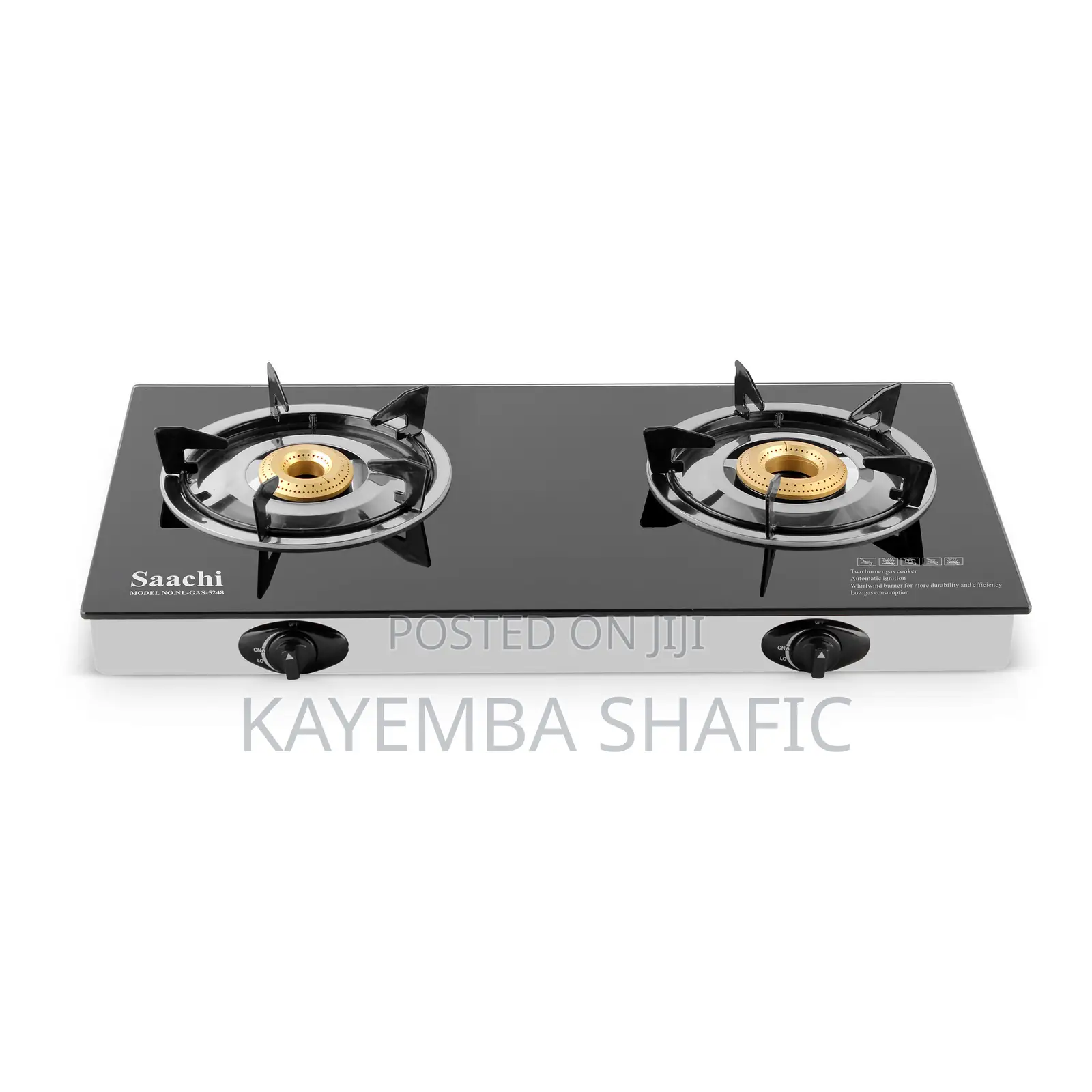 Brand New Saachi Double Burner Gas Stove NL-GAS-5248-BK Glass Top