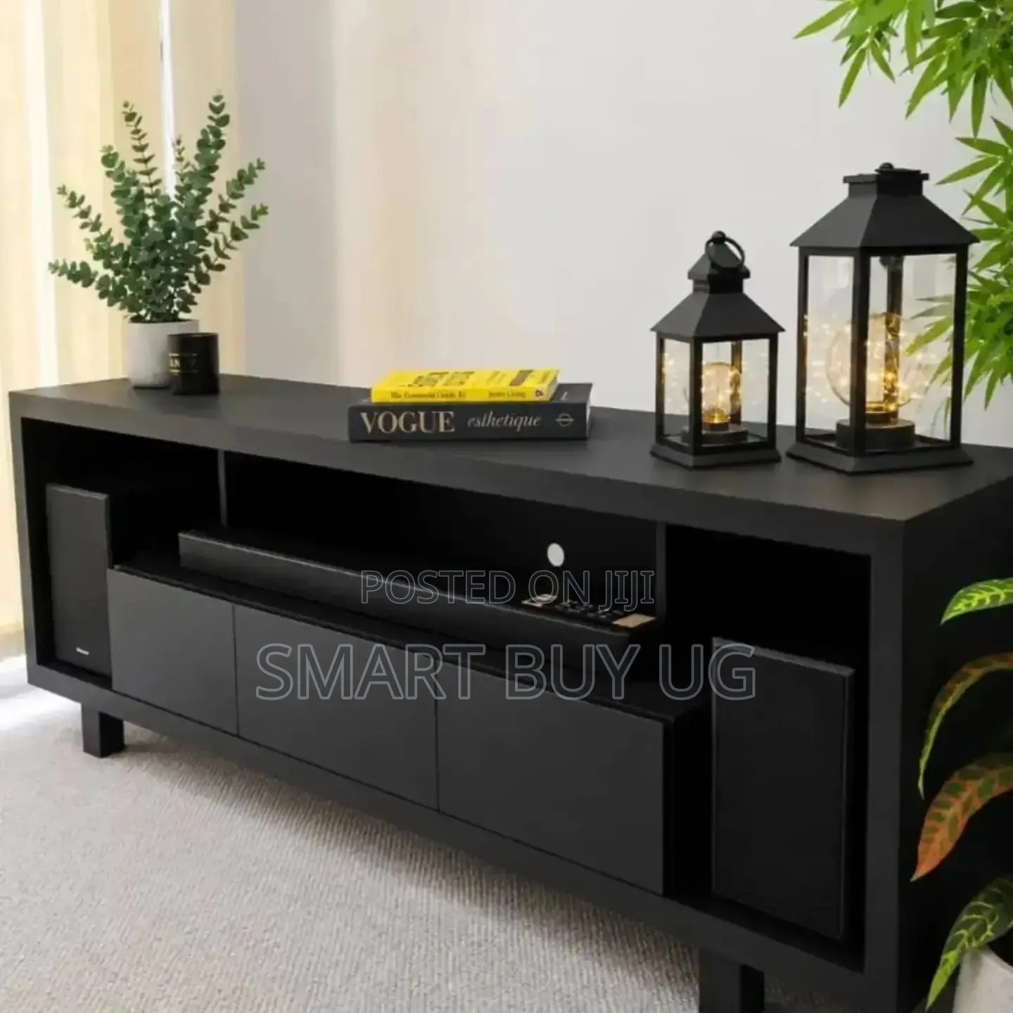 Modern 6ft Black TV Stand Unit With Storage - Brand New