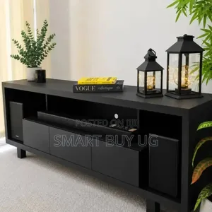 Modern 6ft Black TV Stand Unit With Storage - Brand New