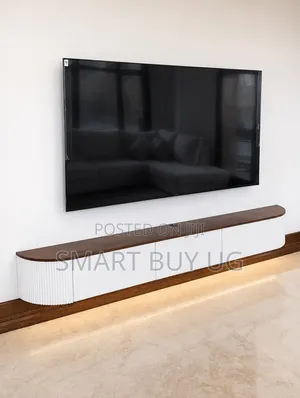 White Tvstand 1.8m TV Stands Floating With Lights White