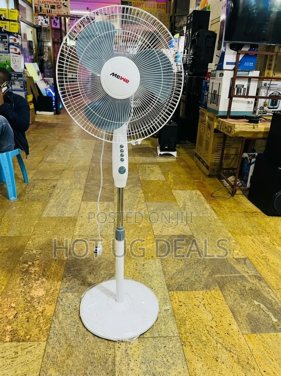 MeWe 16-Inch Stand Fan - 3-Speed Electric Pedestal Fan (White)
