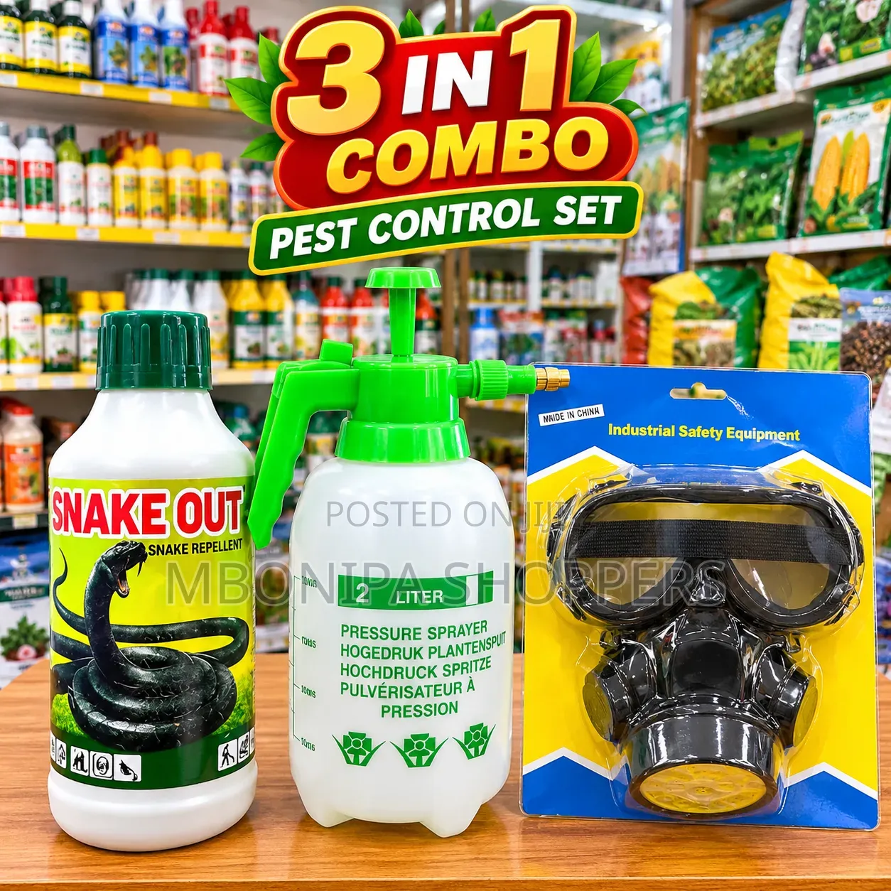 Snake Repellent 3-in-1 Combo Spray Pump & Protective Mask