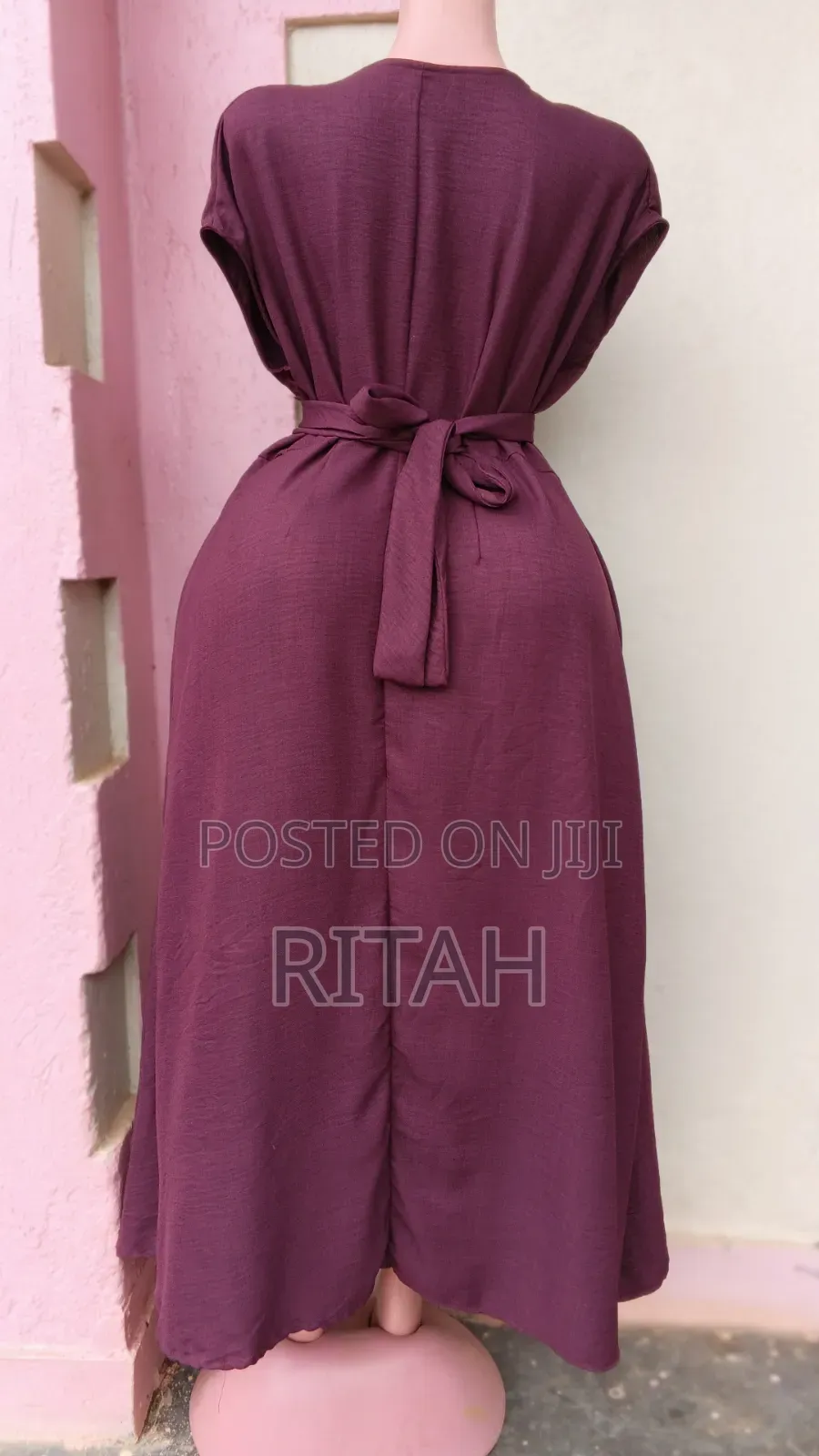 Elegant Plum/Wine-Colored Midi-to-Maxi Dress.