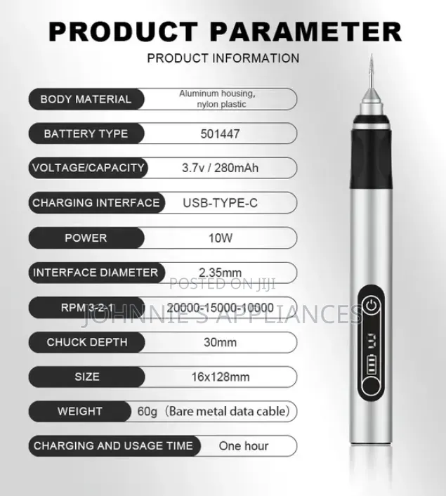 Cordless Electric Engraving Pen – Mini Rotary Tool With Multi-Bit Set