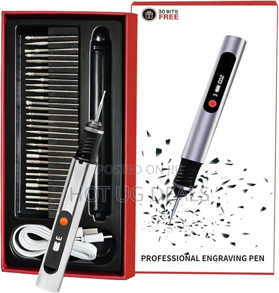 30-in-1 Portable Rechargeable Engraving Pen With 30 Bits