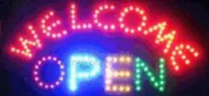 Multi-Colored LED "WELCOME / OPEN" Display Sign