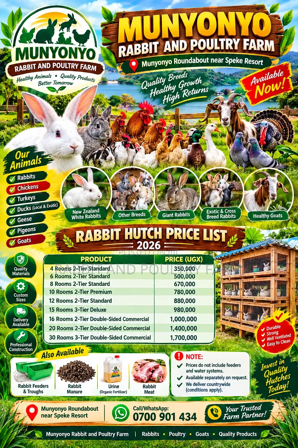 Rabbit Cages Available in Munyonyo (Used New) Prices Depend on Size