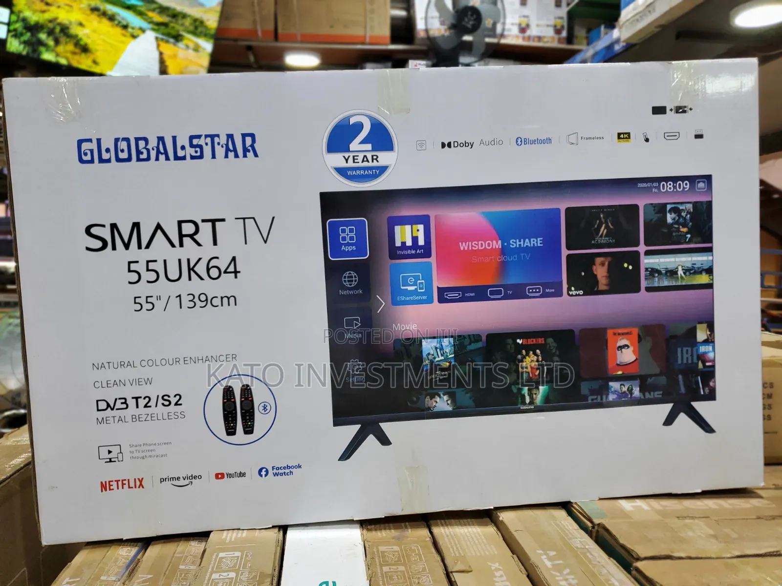 Globalstar 55 Inches TV With 2 Remotes and 2 Years Warranty