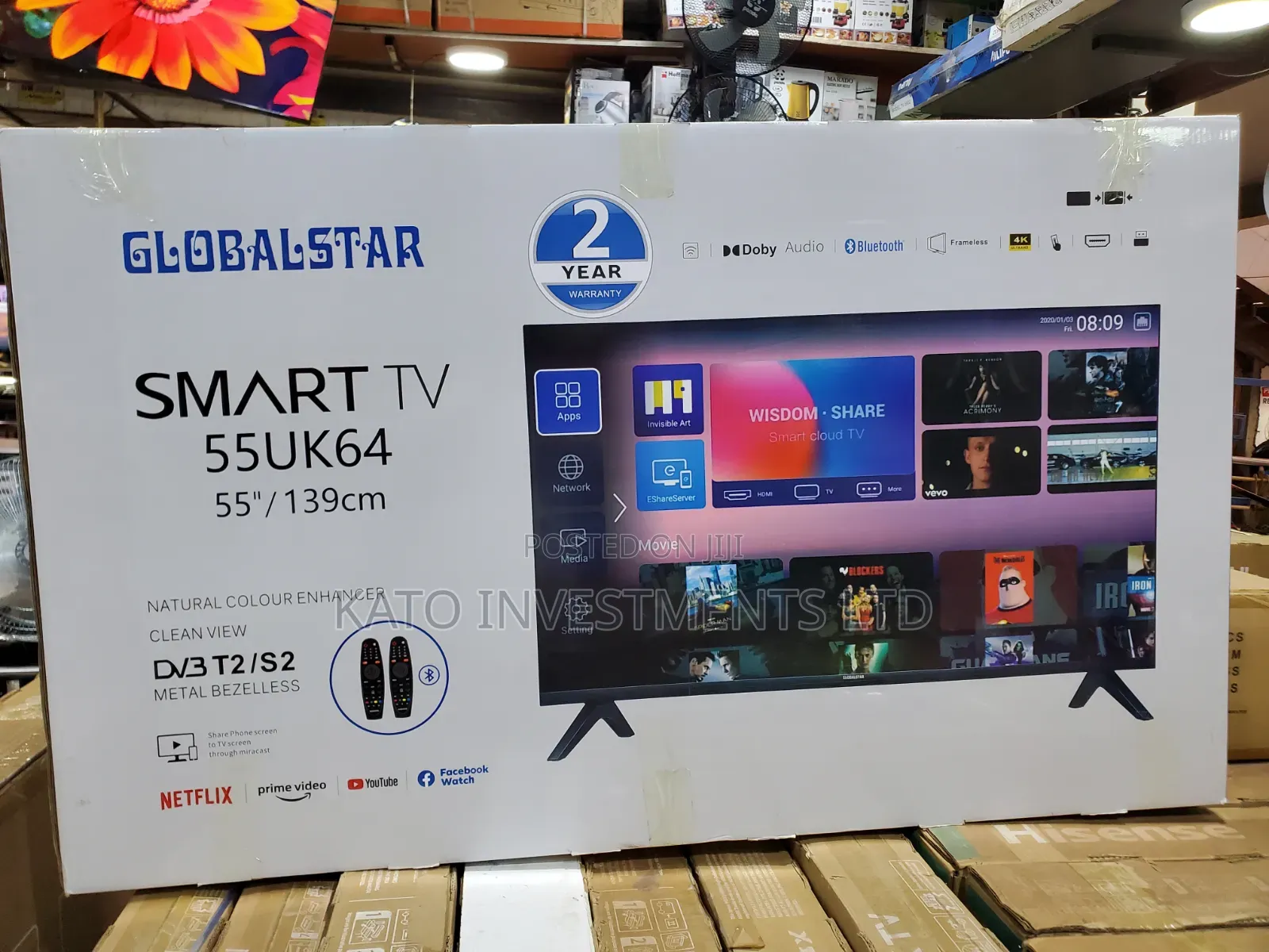 Globalstar 55 Inches TV With 2 Remotes and 2 Years Warranty